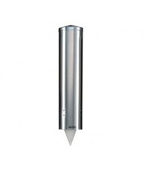 Small Pull-Type Water Cup Dispenser - Cone 3-4 1/2 Oz, Flat 3-5 Oz - Stainless Steel