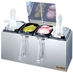 EZ-Chill Pump/Condiment Center - (2) 2 1/2 Qt. Jars w/Ultra Pumps, (2) 2 1/2 Qt Jars w/Lids & Tongs