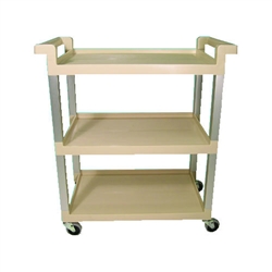Three-Shelf Service Cart with Brushed Aluminum Uprights