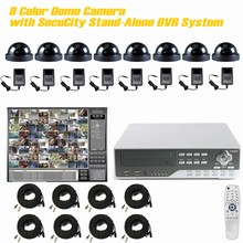 8 Color Dome Camera with SecuCity Stand-Alone DVR System