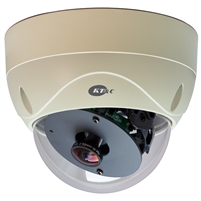 KT&C KPC-HDV120F 1080p HD Panorama View Vandal Proof Dome Camera, f=1.25mm Fisheye Lens, OSD, Dual Power, Ivory Body