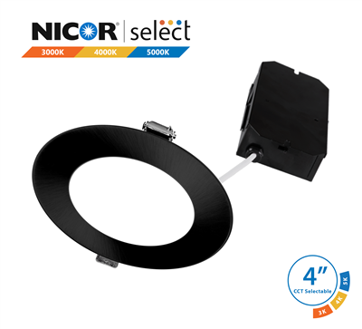 NICOR DLE43120SRD 4 in. Black Selectable Edge Lit LED Downlight