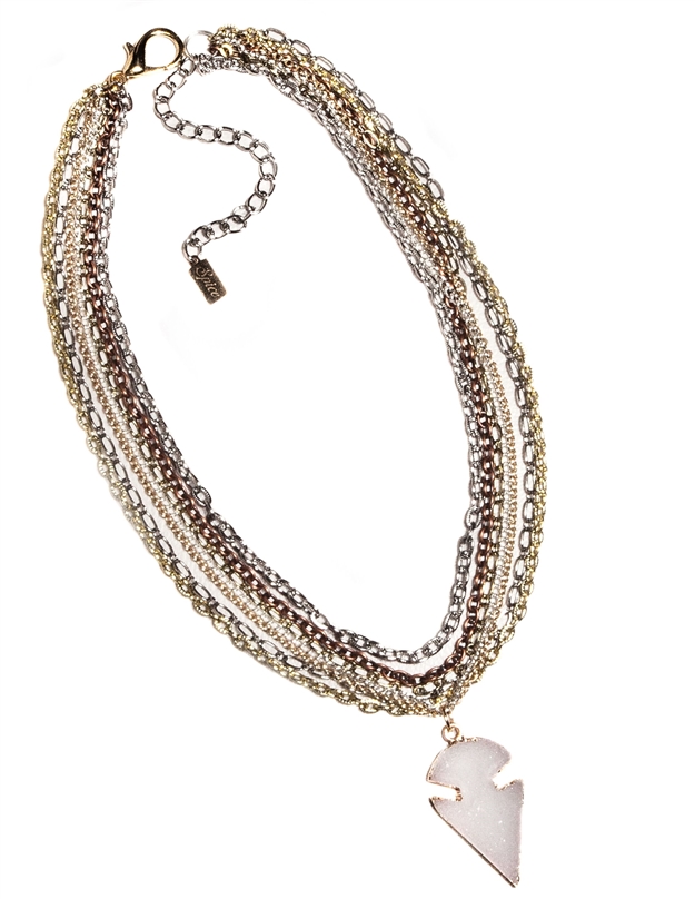 Arrow-Druzy Chains Necklace