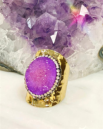 Raw Druzy Purple Ring