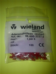 WIELAND FERRULE 18AWG 1.0MM RED (100 PK) 06.600.2227.0