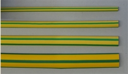 1/4 YEL/GRN HEAT SHRINK TUBING 1/4" DIAMETER 2:1 SHRINK     RATIO, YELLOW WITH GREEN STRIPE, SINGLE WALL (4FT)