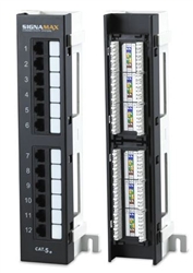 SIGNAMAX 12458M-C5E 12 PORT LOADED CATEGORY 5E (CAT5E)      UNSHIELDED WALL-MOUNT MINI PATCH PANEL, WITH 89D BRACKET