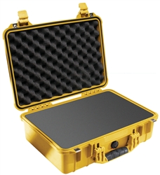 PELICAN CASE WITH FOAM YELLOW (MFR# 1500-000-240) 1500YEL   (ID 16.75"L X 11.18"W X 6.12"D)