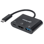 MANHATTAN 152037 USB-C HDMI DOCKING CONVERTER, USB 3.2      TYPE-C MALE TO HDMI, USB-A AND USB-C FEMALES, BLACK