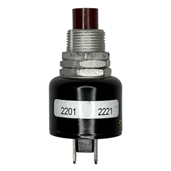 GRAYHILL 2201 PUSH BUTTON SWITCH SPST OFF-(ON) N/O,         10A @ 115VAC, RED PLUNGER, SOLDER TERMINALS