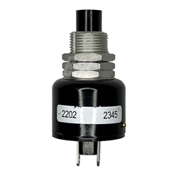 GRAYHILL 2202 PUSH BUTTON SWITCH SPST ON-(OFF) N/C,         10A @ 115VAC, BLACK PLUNGER, SOLDER TERMINALS