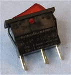 PHILMORE 30-069 NARROW LIGHTED ROCKER SWITCH SPST ON-OFF,   16A @ 125VAC/250VAC, RED TRANSLUCENT, QC TERMINALS