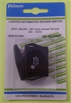 PHILMORE 30-12281 AUTOMOTIVE ROCKER SWITCH SPST ON-OFF, 20A @ 12VDC, RED LED, QC TERMINALS *NOT RATED FOR 120/220VAC*