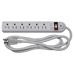 MODE 31-063A-1 POWER BAR 6 OUTLET PLASTIC BODY WITH SURGE,  6' CORD