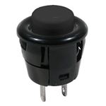 MODE 44-531N-0 PUSH BUTTON SWITCH, SPST OFF-(ON) N/O        MOMENTARY, 3A @ 125VAC, BLACK BUTTON, SOLDER TERMINALS