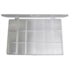 MODE 53-918-0 PLASTIC PARTS BOX, 18-COMPARTMENTS            (10.83 X 7.17 X 1.57")