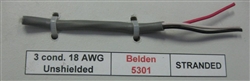 BELDEN 18AWG 3 CONDUCTOR STRANDED UNSHIELDED GRAY PVC       CMG/FT4 300V 75C 5301UE BLACK/RED/WHITE (305M = FULL ROLL)