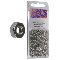 MODE 54-406-100 2MM NICKEL PLATED NUTS (METRIC) 100/PACK