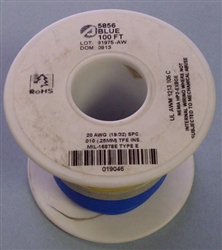 ALPHA 20AWG TEFLON BLUE HOOKUP WIRE (100 FEET) 5856-100BLU  (-60C - 200C)