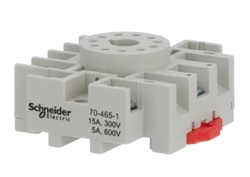 SCHNEIDER 70-465-1 RELAY BASE / SOCKET 3PDT 11 PIN OCTAL,   DIN RAIL OR PANEL MOUNT, 15A@300V & 5A@600V