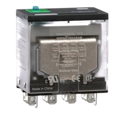 SCHNEIDER 784XDXM4L-24D RELAY 24VDC 4PDT "ICECUBE" 14 PIN,  CSA: 15A@150VAC/28VDC 10A@277VAC, WITH TEST BUTTON & LED