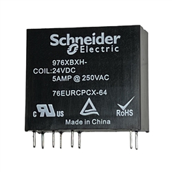 SCHNEIDER 976XBXH-24D PCB RELAY 24VDC DPDT SLIMLINE         5A@240VAC/30VDC