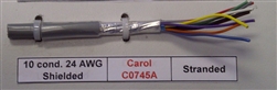 GENERAL CABLE CAROL 24AWG 10 CONDUCTOR STRANDED SHIELDED    GRAY PVC CMG 300V 60C C0745A (305M = FULL ROLL)