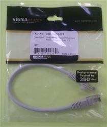 SIGNAMAX C5E-114GY-1FB CAT5E GRAY PATCH CORD WITH SNAG-PROOF BOOT, 12" LENGTH