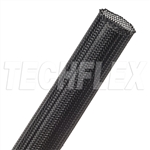 TECHFLEX CCP1.00 CLEAN CUT 1" BLACK FRAY-RESISTANT EXPANDABLE PET BRAIDED SLEEVING, 76 METER ROLL *SPECIAL ORDER*