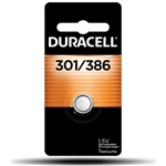 DURACELL D386 1.5V SILVER OXIDE WATCH BATTERY (301, SR43,   V386, KS386, RW44, SB-B8, SR43SW, 280-11, 280-41 EQUIVALENT)