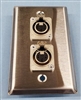 DIGIFLEX DGP-1G-STEEL-2FX SINGLE GANG STAINLESS STEEL WALL  PLATE WITH TWO NEUTRIK NC3FDL-1 FEMALE XLR CONNECTORS