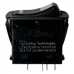 CARLING L24D1EHN1-A7900 LIGHTED ROCKER SWITCH DPDT ON-ON,   20A @ 12VDC, AMBER/GREEN LED, QC TERMINALS *MAX 12VDC*