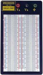 CIRCUIT TEST MB-104 BREADBOARD WITH BINDING POSTS, 1660     HOLES (130MM X 215MM)