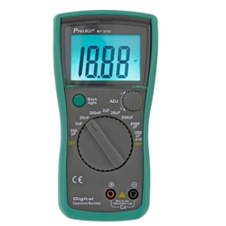 PROSKIT MT-5110 CAPACITANCE METER 0.1PF TO 20000UF, 3-1/2   DIGITS, 1999 COUNTS ** BATTERY NOT INCLUDED: 9V REQUIRED **