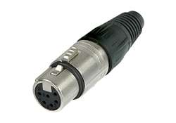 NEUTRIK NC6FX 6 PIN FEMALE XLR CABLE CONNECTOR WITH NICKEL  HOUSING AND SILVER CONTACTS