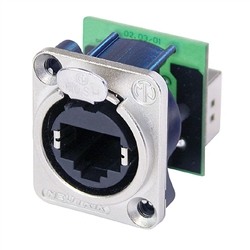 NEUTRIK NE8FDP RJ45 FEED-THRU ETHERCON RECEPTACLE, D-SIZE   METAL FLANGE WITH THE LATCH LOCK, MOUNTING SCREWS INCLUDED