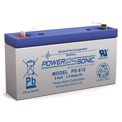 POWERSONIC PS-612F1 6V 1.2AH SLA BATTERY WITH .187" QC TABS