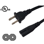PWC-115-12 POWER CORD 2 CONDUCTOR NEMA1-15P TO IEC320-C7    SOCKET (DOUBLE SLOT), 12' CABLE