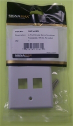 SIGNAMAX SKF-4-WH 4 PORT SINGLE-GANG KEYSTONE FACEPLATE,    WHITE