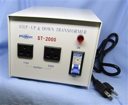 PHILMORE ST2000 STEP UP/STEP DOWN TRANSFORMER 110V/220V     2000W *DO NOT USE IN WET AREAS, BARE EARTH OR CONCRETE*