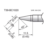 HAKKO T39-BC1020 BEVEL TIP 1MM/45 DEGREES X 11.5MM          FOR THE FX-971 SOLDERING STATION *SPECIAL ORDER*