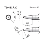 HAKKO T39-BCR12 BEVEL V-GROOVE TIP 1.2MM\25 DEGREES X       11.5MM, FOR THE FX-971 SOLDERING STATION *SPECIAL ORDER*