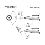 HAKKO T39-DR12 CHISEL V-GROOVE TIP 1.2 X 10MM, FOR THE      FX-971 SOLDERING STATION *SPECIAL ORDER*