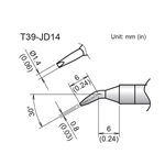 HAKKO T39-JD14 BENT CHISEL TIP 1.4MM/30 DEGREES X 6 X 6MM,  FOR THE FX-971 SOLDERING STATION *SPECIAL ORDER*