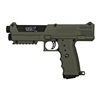 A Tippmann TiPX .68 caliber magazine fed paintball pistol. The pistol is steel army green.