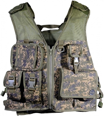 The Tippmann Pro Vest is constructed from breathable, lightweight nylon webbed mesh and features Tippmann's proprietary digital camo pattern. The Pro Vest is one-size fits most, and is a must have for serious tactical paintball enthusiasts.