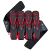 A Dyecam Red Dye Assault Pack Pro 4+5 paintball harness.