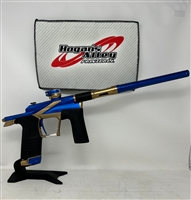 A Planet Eclipse LV2 electronic paintball marker. The marker is dust blue with dust bronze parts.