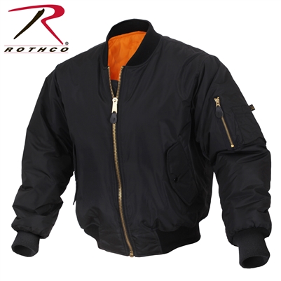 Rothco Enhanced Nylon MA-1 Flight Jacket - Black