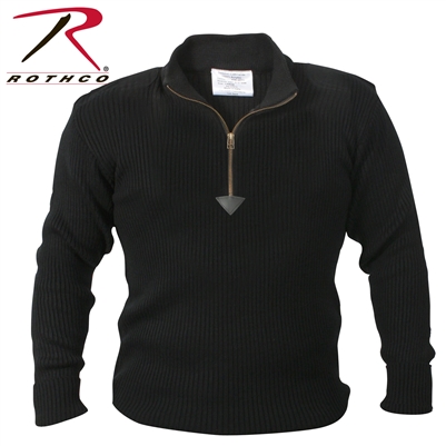 Rothco Quarter Zip Acrylic Commando Sweater - Black